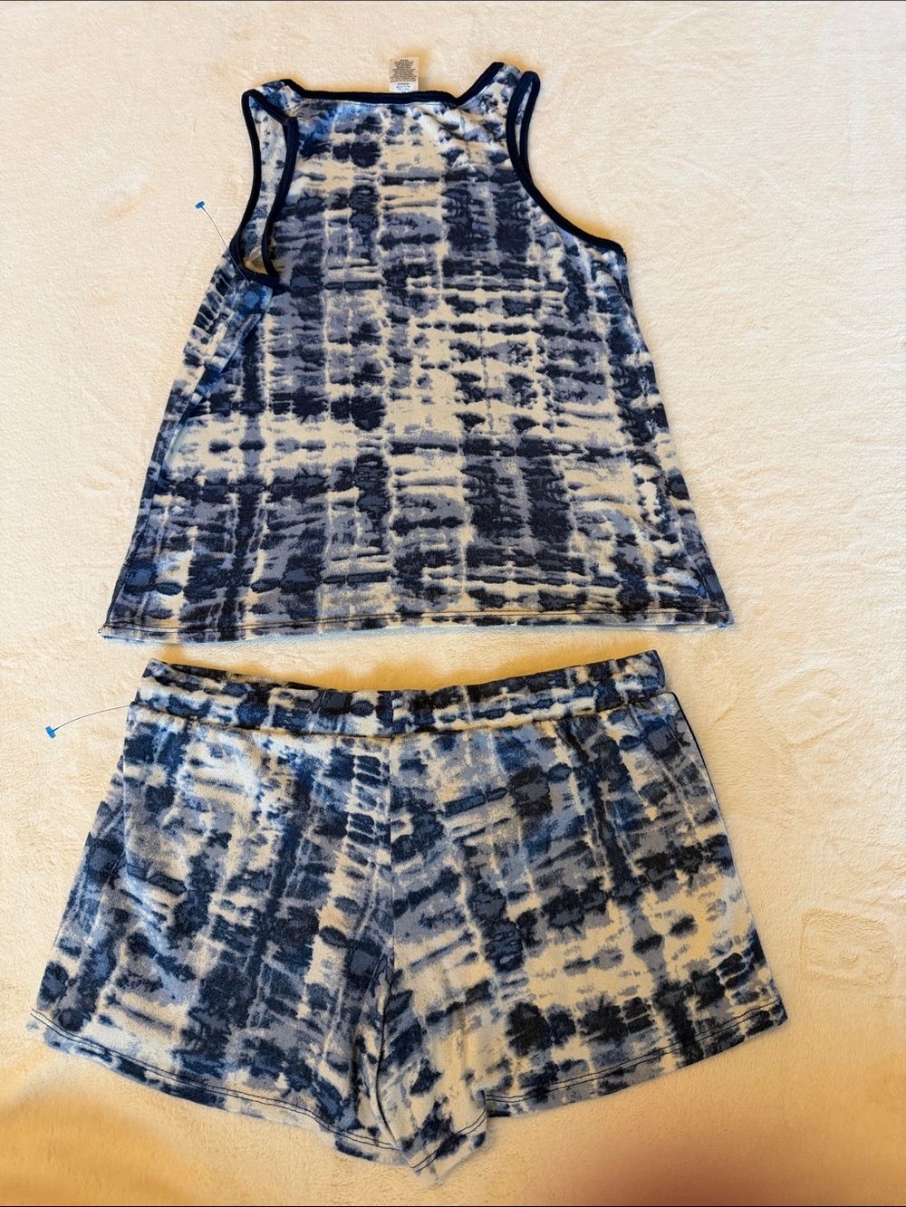 Lucky Brand Blue and White Tie-Dye Pajama Tank & Shorts Set - Picture 3 of 5